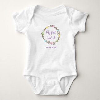 Willow Wreath With Pastel Eggs My First Easter Baby Bodysuit
