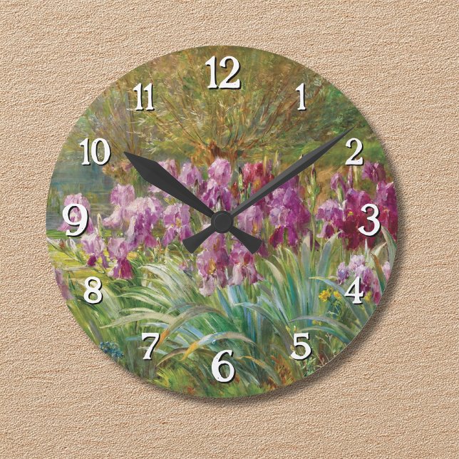Willows and Irises by a Creek Round Clock (Creator Uploaded)