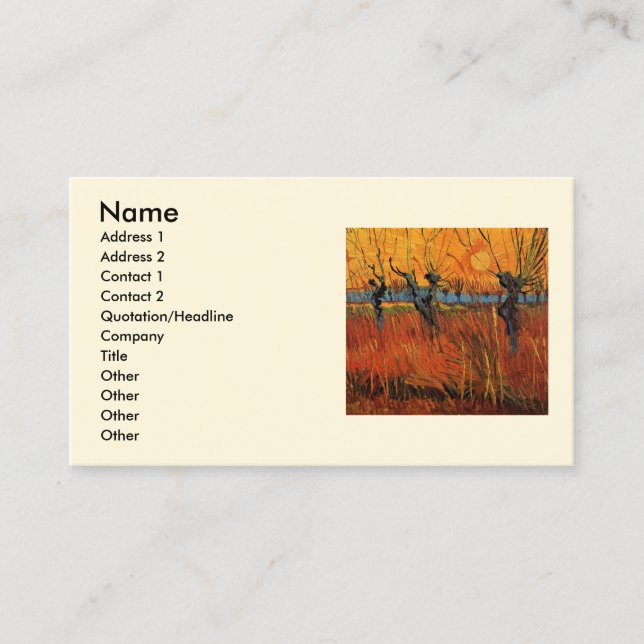 Willows at Sunset by Vincent van Gogh Business Card (Front)