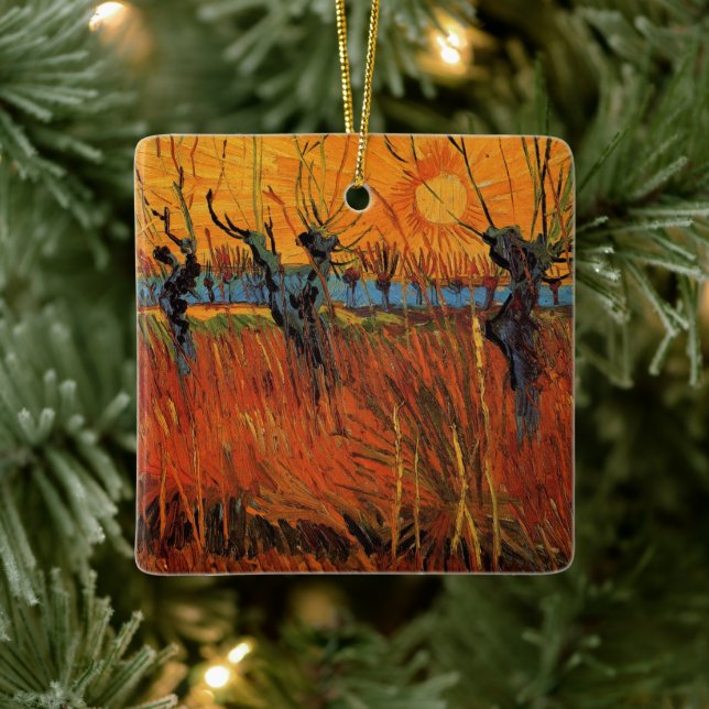 Willows at Sunset by Vincent van Gogh Ceramic Ornament (Tree)