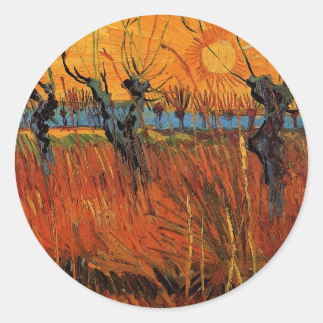 Willows at Sunset by Vincent van Gogh Classic Round Sticker (Front)