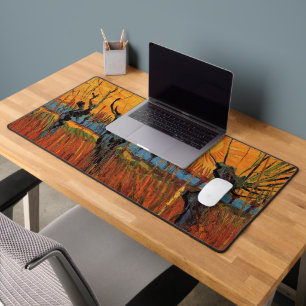 Willows at Sunset by Vincent van Gogh Desk Mat