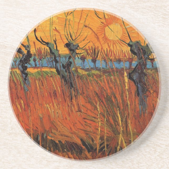 Willows at Sunset by Vincent van Gogh Drink Coaster (Front)