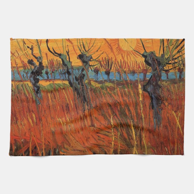 Willows at Sunset by Vincent van Gogh Kitchen Towel (Horizontal)