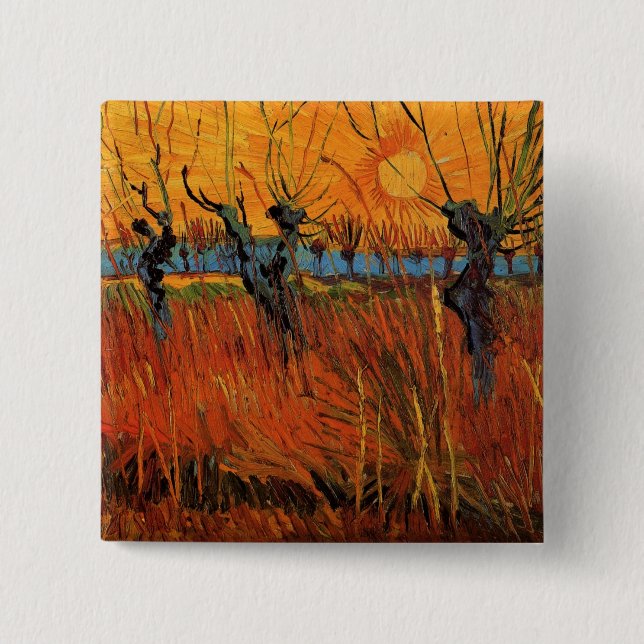 Willows at Sunset by Vincent van Gogh Pinback Button (Front)