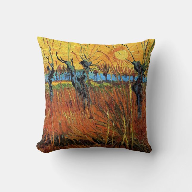 Willows at Sunset by Vincent van Gogh. Throw Pillow (Front)