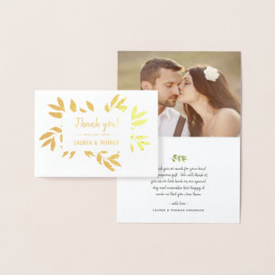Willows Wreath Wedding Thank You Real Gold Foil Foil Card