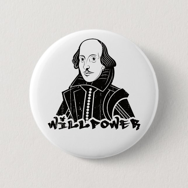 Willpower Will Shakespeare Portrait Button (Front)