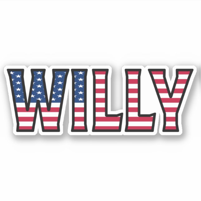 Willy Name First Name USA Sticker Stickerset (Front)