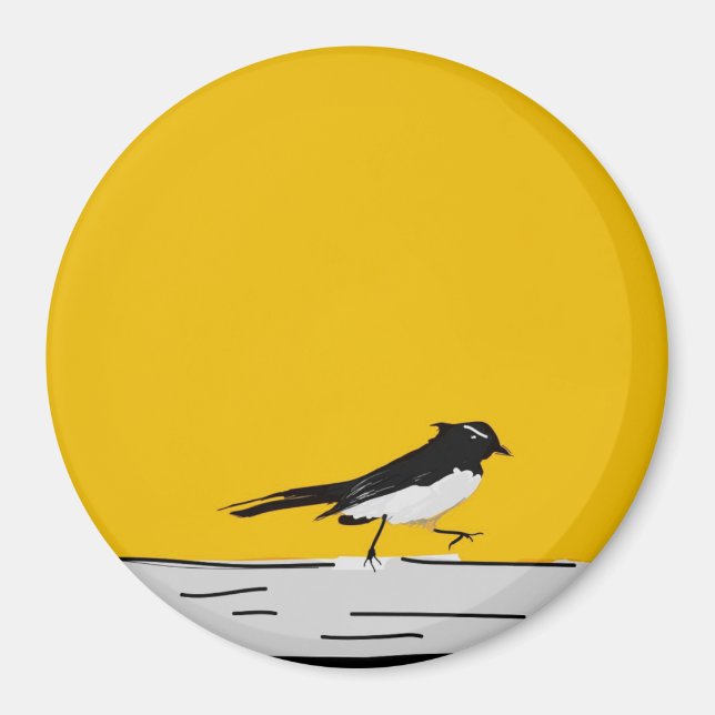 "Willy Wagtail" Magnet (Yellow) (Front)