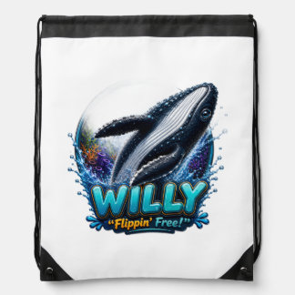 Willy Whale – Flippin’ Free. Funny Drawstring Bag