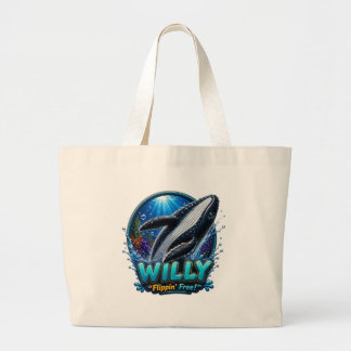 Willy Whale – Flippin’ Free. Funny Large Tote Bag