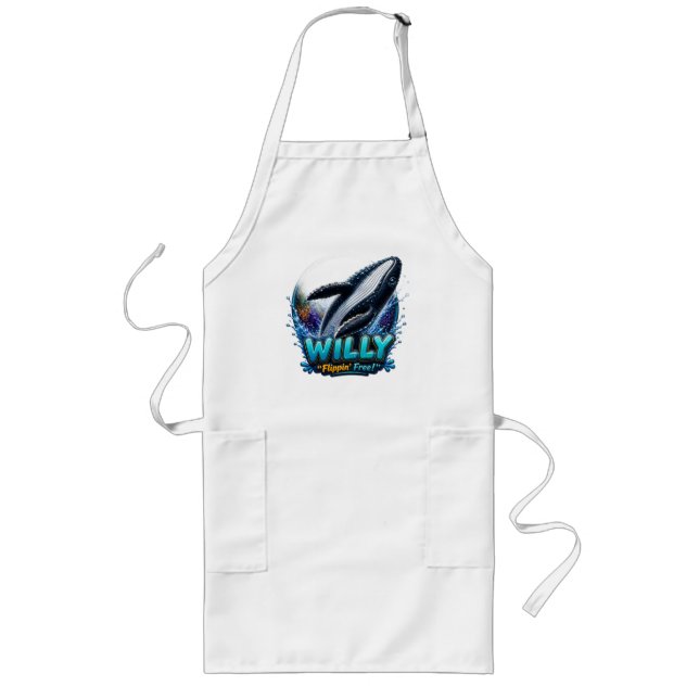 Willy Whale – Flippin’ Free. Funny Long Apron (Front)