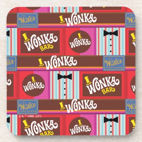 Willy Wonka Candy Pattern Beverage Coaster