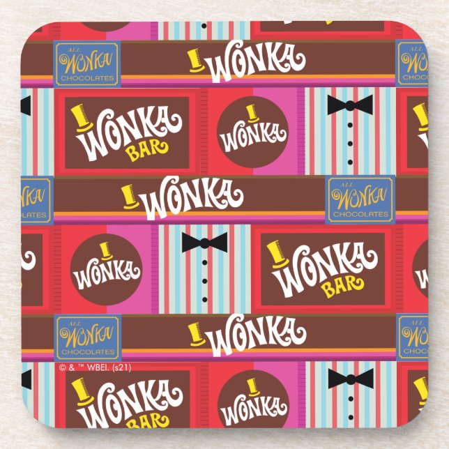 Willy Wonka Candy Pattern Beverage Coaster (Front)