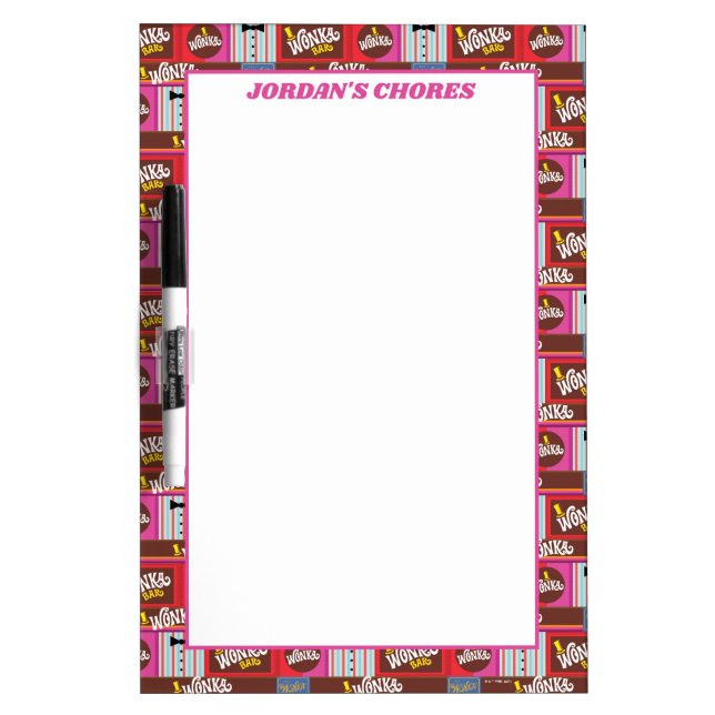 Willy Wonka Candy Pattern Dry Erase Board (Front)