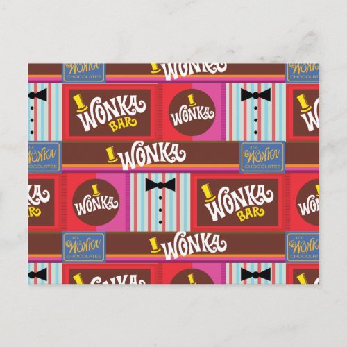 Willy Wonka Candy Pattern Postcard