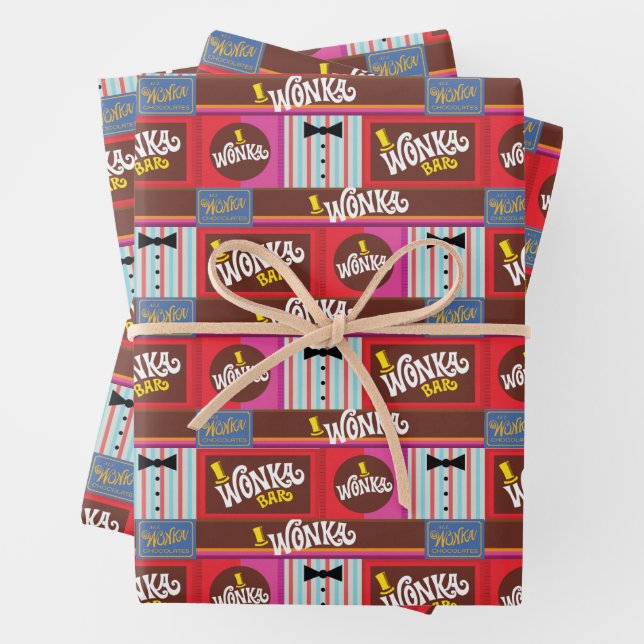 Willy Wonka Candy Pattern Wrapping Paper Sheets (In situ)
