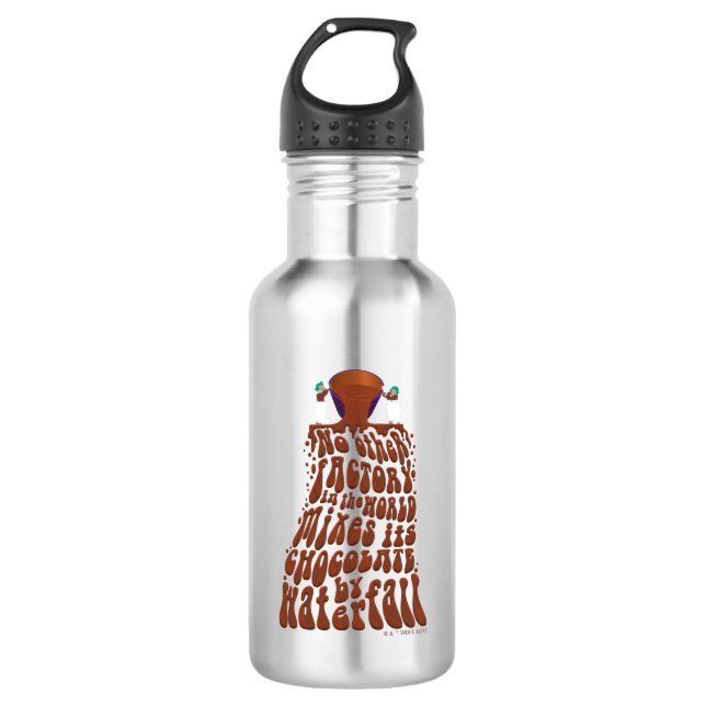 Willy Wonka Chocolate Waterfall Typography Stainless Steel Water Bottle (Front)