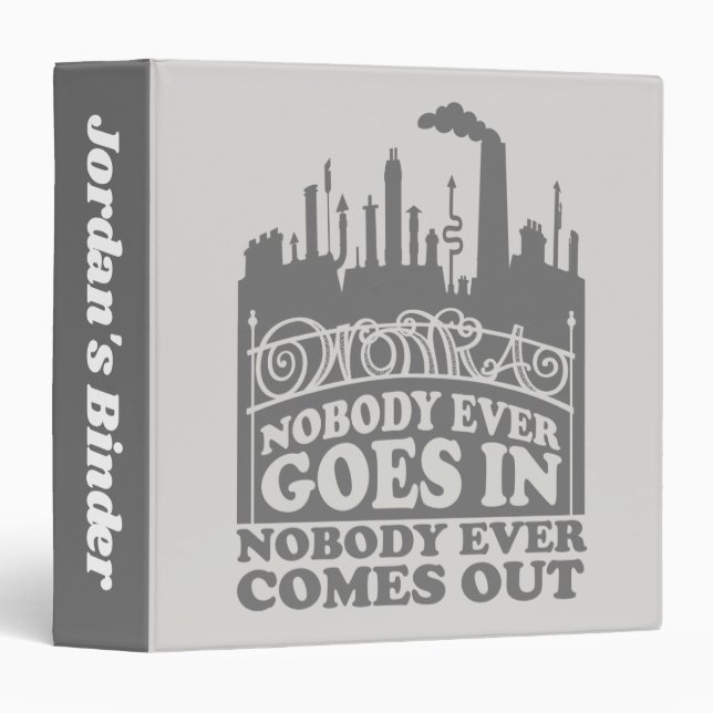 Willy Wonka Factory - Nobody Ever Goes In 3 Ring Binder (Front/Spine)