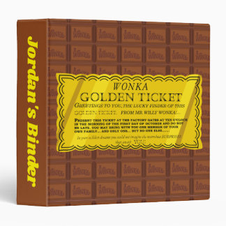 Willy Wonka Golden Ticket 3 Ring Binder