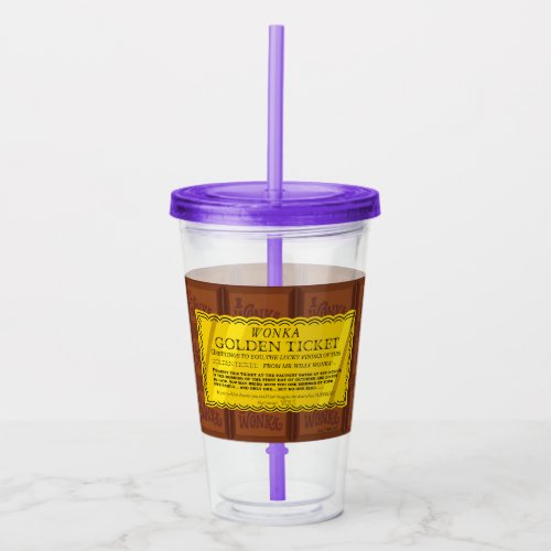 Willy Wonka Golden Ticket Acrylic Tumbler