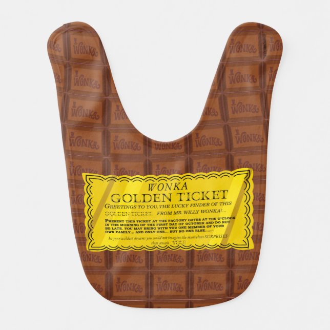 Willy Wonka Golden Ticket Baby Bib (Front)