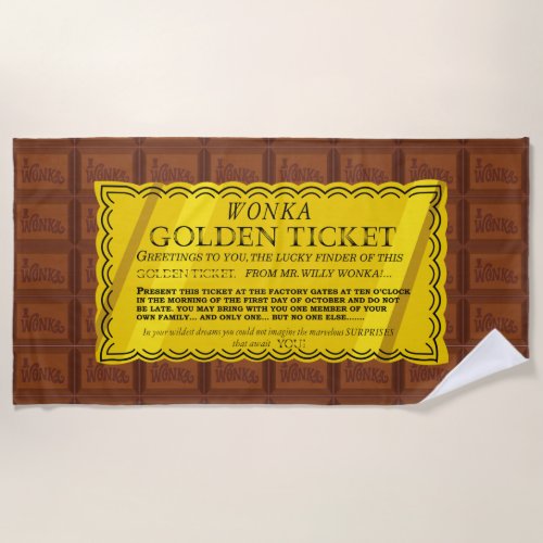 Willy Wonka Golden Ticket Beach Towel