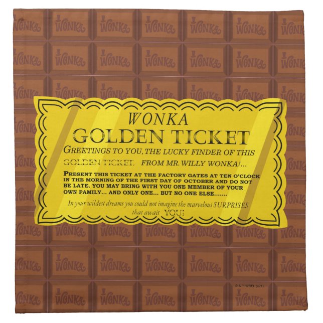 Willy Wonka Golden Ticket Cloth Napkin (Front)