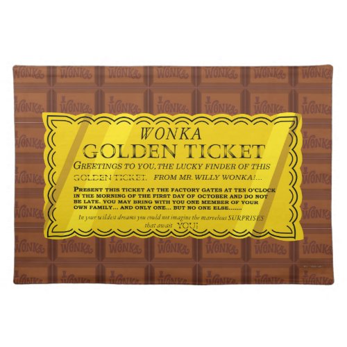 Willy Wonka Golden Ticket Cloth Placemat