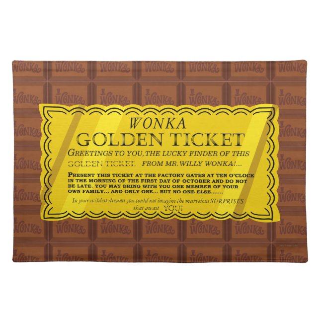 Willy Wonka Golden Ticket Cloth Placemat (Front)