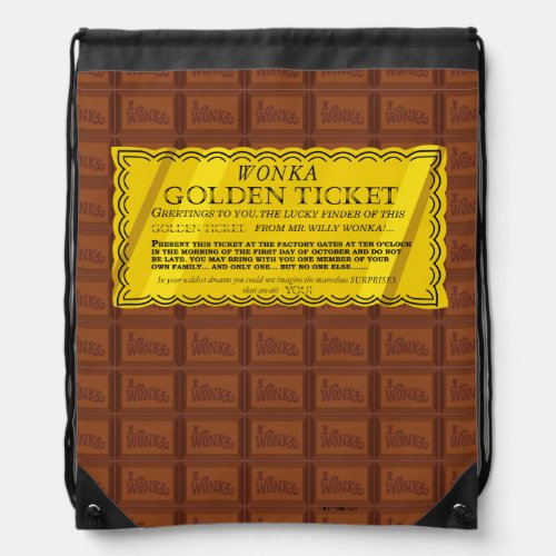 Willy Wonka Golden Ticket Drawstring Bag