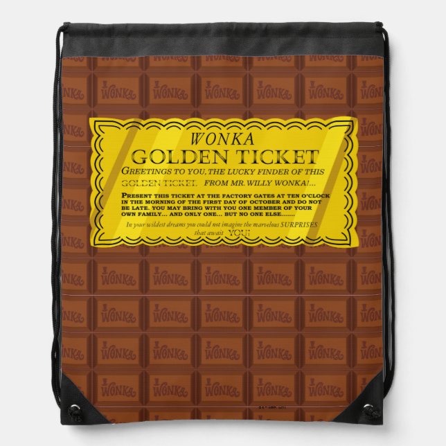 Willy Wonka Golden Ticket Drawstring Bag (Front)