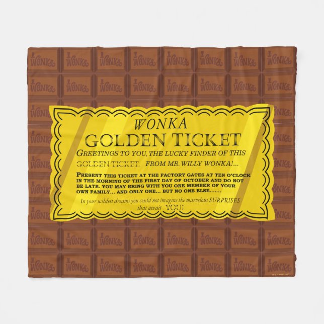 Willy Wonka Golden Ticket Fleece Blanket (Front (Horizontal))