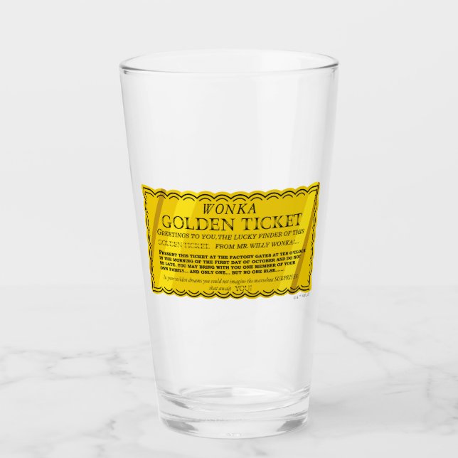 Willy Wonka Golden Ticket Glass (Front)