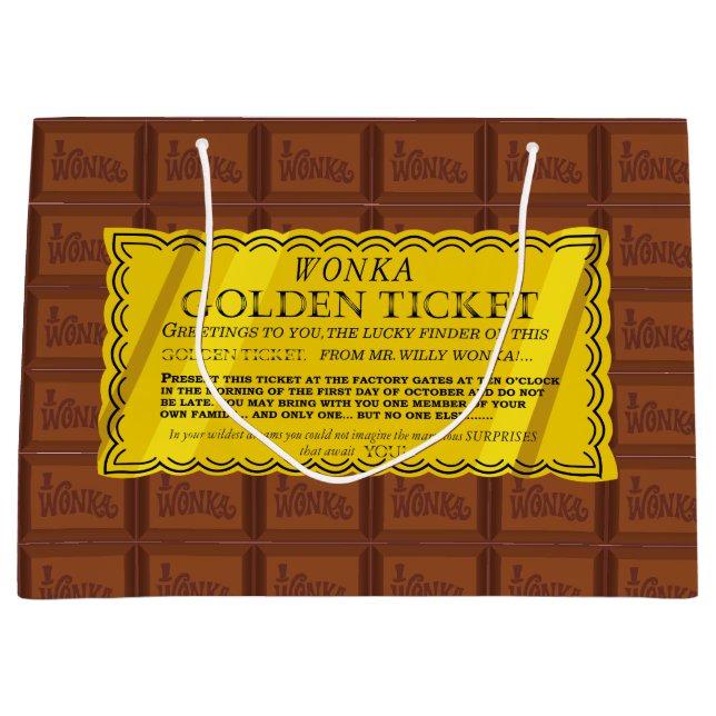 Willy Wonka Golden Ticket Large Gift Bag (Front)