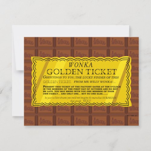 Willy Wonka Golden Ticket Note Card