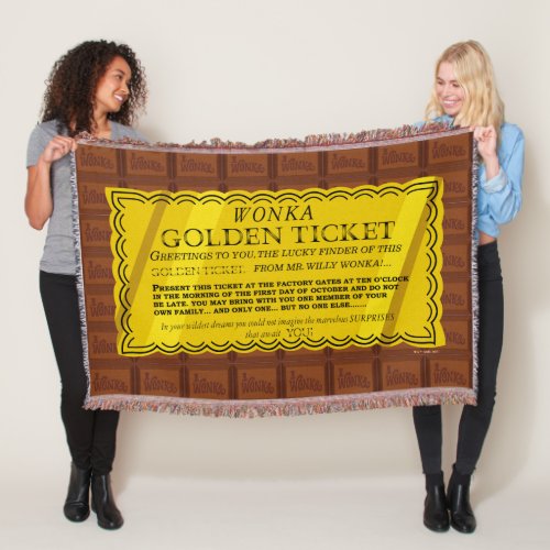 Willy Wonka Golden Ticket Throw Blanket