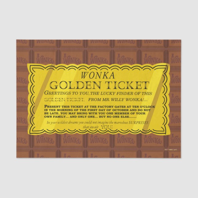 Willy Wonka Golden Ticket Tissue Paper (Front)