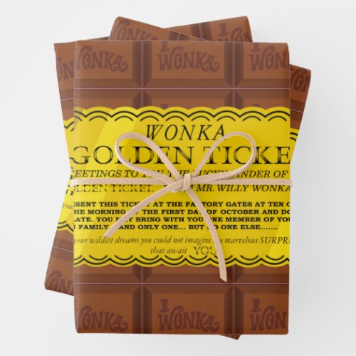 Willy Wonka Golden Ticket Wrapping Paper Sheets