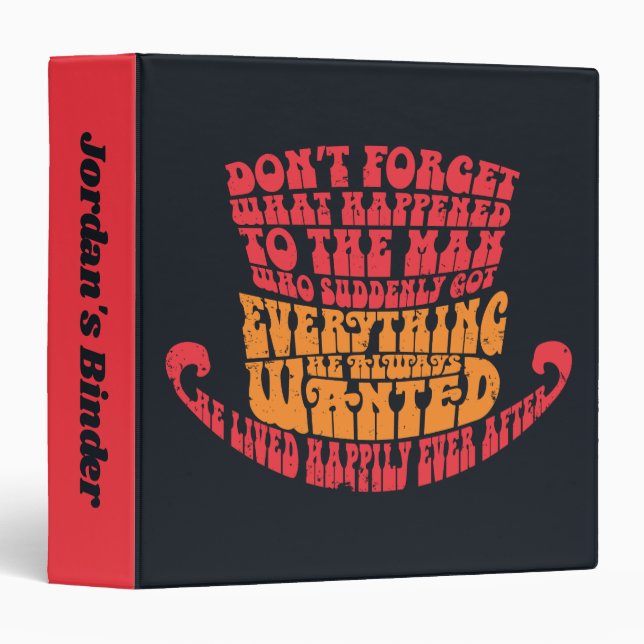 Willy Wonka Hat Typography 3 Ring Binder (Front/Spine)