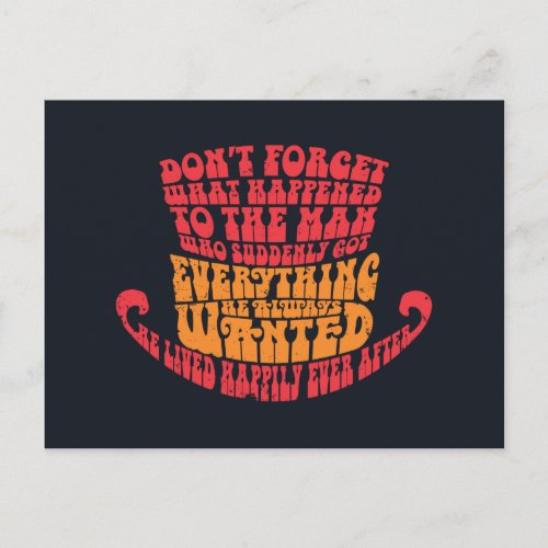 Willy Wonka Hat Typography Postcard