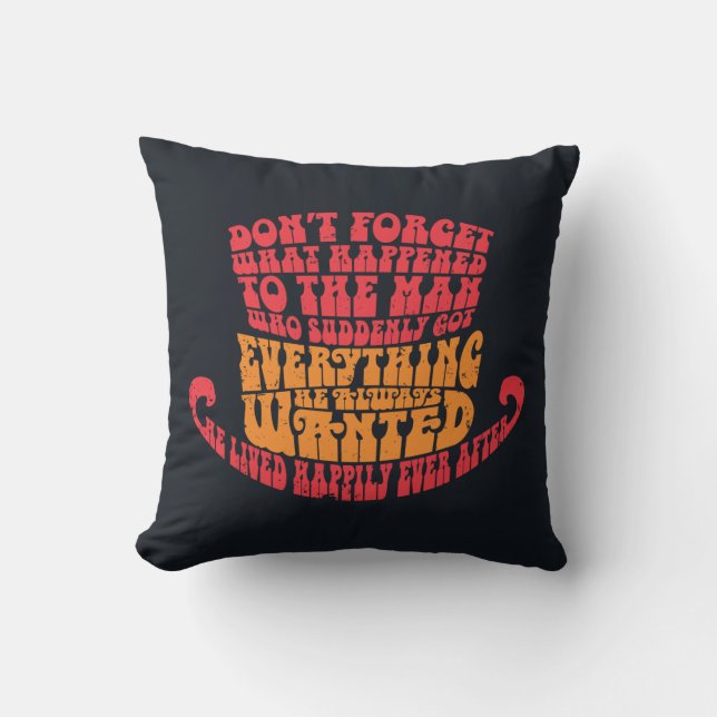 Willy Wonka Hat Typography Throw Pillow (Front)