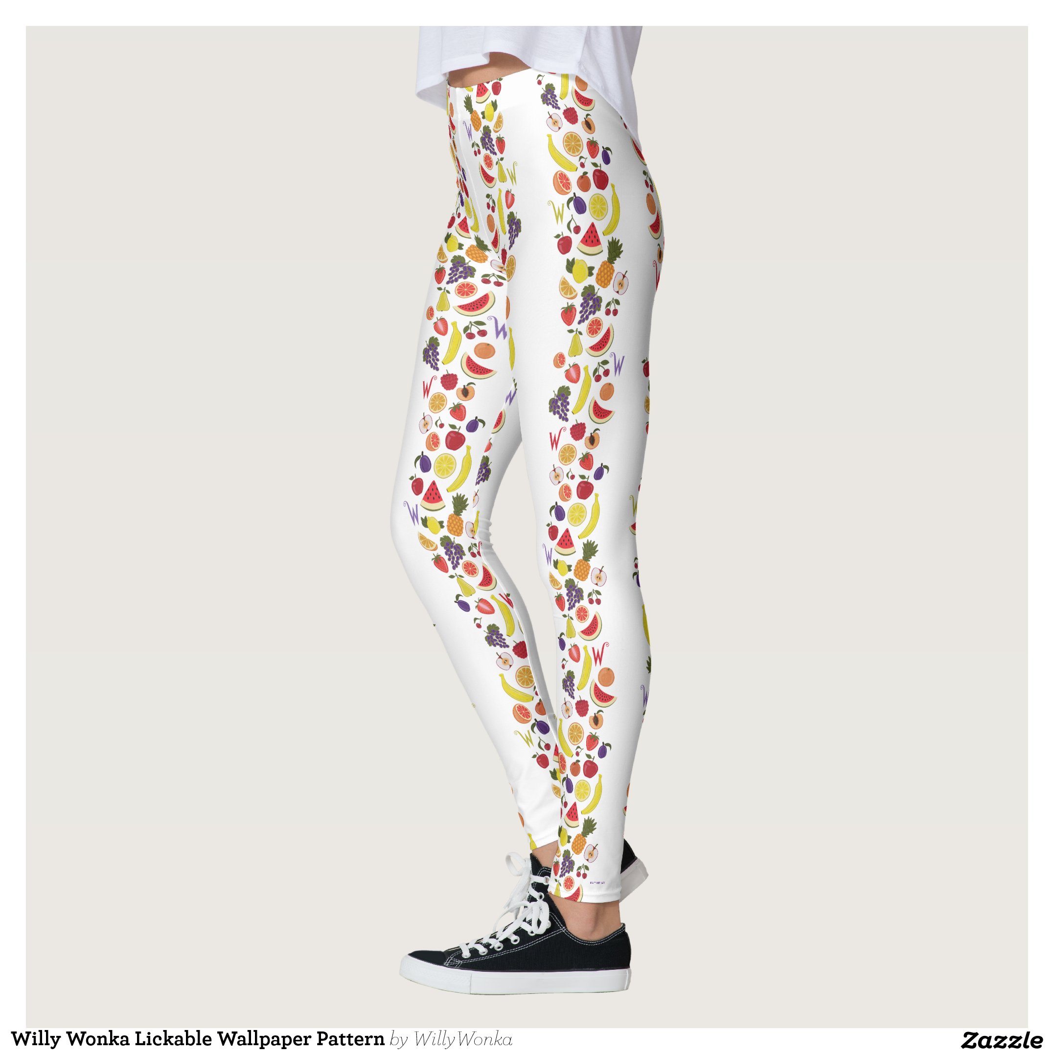 Willy Wonka Lickable Wallpaper Pattern Leggings -... Yoga Pants Designs