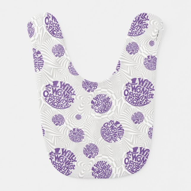 Willy Wonka Logo Psychedelic Graphic Baby Bib (Front)
