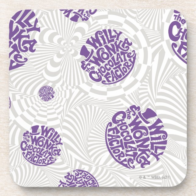 Willy Wonka Logo Psychedelic Graphic Beverage Coaster (Front)