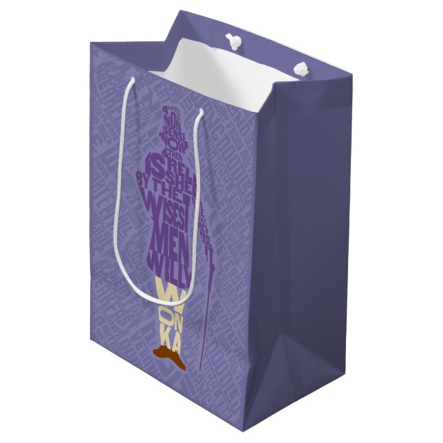 Willy Wonka Quote Silhouette Medium Gift Bag (Front Angled)