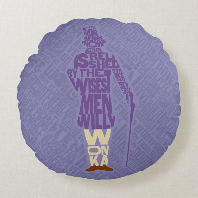 Willy Wonka Quote Silhouette Round Pillow (Front)