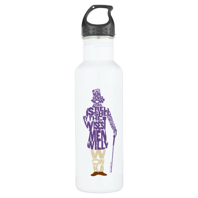 Willy Wonka Quote Silhouette Stainless Steel Water Bottle (Front)