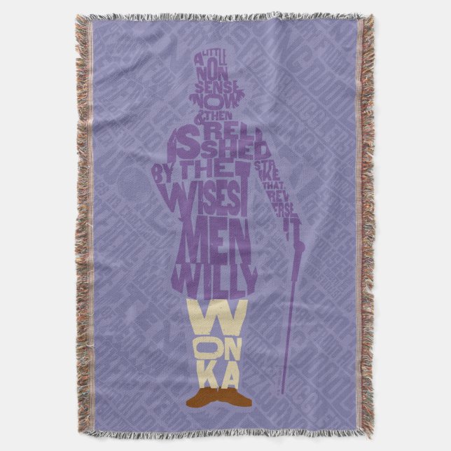 Willy Wonka Quote Silhouette Throw Blanket (Front Vertical)
